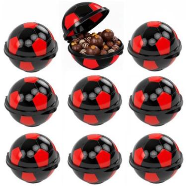 Imagem de 10 Potes Lembrança Festa Infantil Bola Futebol Rubro Negro - Plasútil