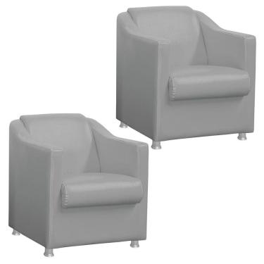 Imagem de Kit 2 Poltronas Tilla Decorativa Escritório Corino Cinza