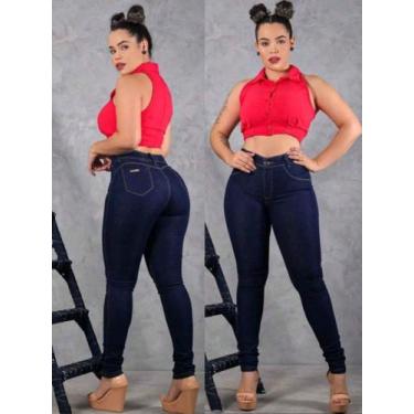 Imagem de Calça jeans feminina skinny escura wissam jeans, Azul escuro, 44