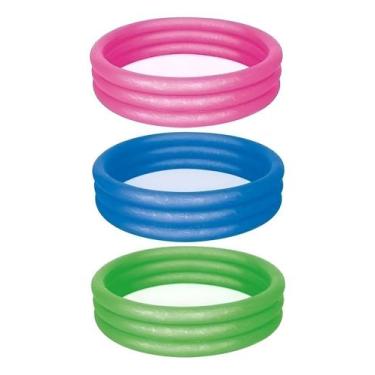 Imagem de Banheira E Piscina Infantil Inflável 3 Anéis 130 Litros Mor, Rosa
