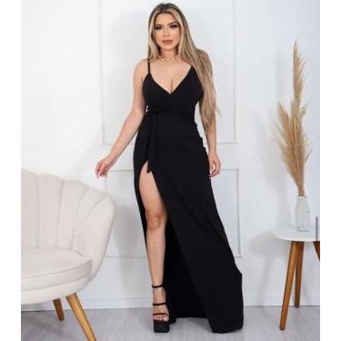 Imagem de Vestido Longo Regata Transpassado Tipo Hobby Envelope - luh may, Preto