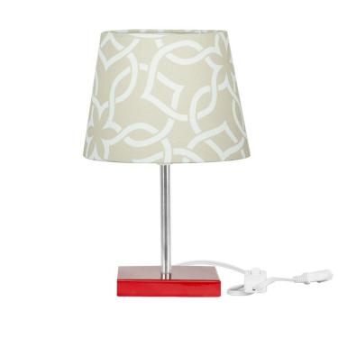 Imagem de Abajur Eros Dome Elos Bege 061 com Base Vermelha Quadrada