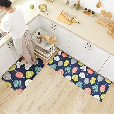 Imagem de youyoucool Tapete de cozinha, 2 peças, tapetes e tapetes de cozinha, tapete acolchoado antifadiga, conjunto de tapetes de cozinha antiderrapantes à prova d'água para cozinha, escritório, pia 40,6 x 61