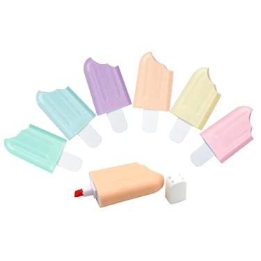 Imagem de Anller 6 canetas iluminadoras em formato de picolé, canetas marcadoras com ponta de cinzel, canetas fluorescentes para estudantes, escritório, escola, casa