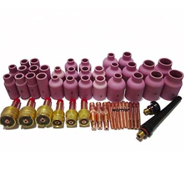 Imagem de Warrior 50PK PCS Kit de acessórios de solda TIG completo bocal de alumínio lentes de gás pinças corpos juntas tampas traseiras para PTA DB SR17 SR18 SR26 WP17 18 26 tochas