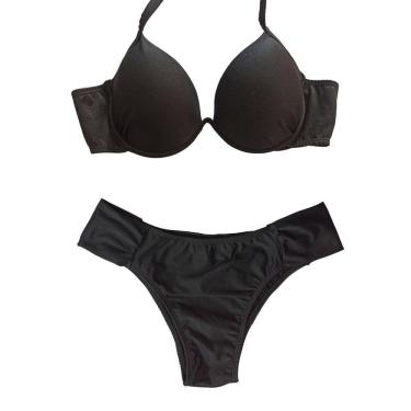 Imagem de Biquíni feminino preto bojo meia taça com aro inteiro P ao 50