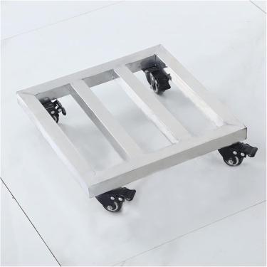 Imagem de Vasos de flores de pedestal de aço inoxidável plantador caddy vaso de plantas suporte com rodas rack de vaso de flores quadrado, l