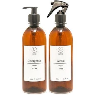 Imagem de Kit 2 Frascos Âmbar Minimalista Decorativo Recipiente 500ml - Lukstar