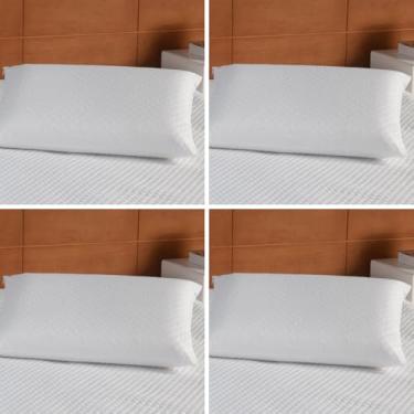 Imagem de Kits de Capa Protetora para Travesseiros, Tecido Impermeável Matelado, com Zíper, Branca (4 Capas Impermeável Matelado)