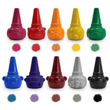 Imagem de Giz de Cera Curto Encaixa NO Dedo Color JOY BL.C/10 - Leonora