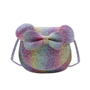 Imagem de Amamcy Bolsa tiracolo feminina de unicórnio com glitter e lantejoulas pequenas, Mouse Tie Dye Rosa, One Size