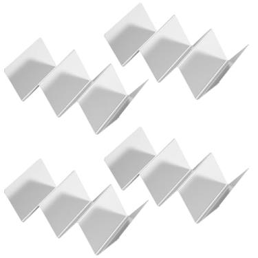 Imagem de KHZSPP Suportes de taco, 4 peças, 20 × 10 × 5,5 cm, 3 compartimentos, aço inoxidável, reutilizável, uso de dois lados, suporte de taco, pode ser lavado na lava-louças para bar, casa, cozinha