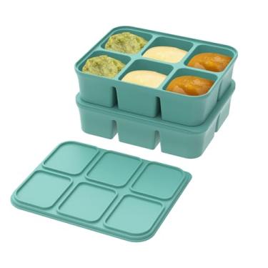 Imagem de LCZNXJJY 2 peças de bandeja de gelo de silicone para freezer, molde de máquina de gelo de 6 cavidades com tampa, moldes de congelamento de silicone de liberação fácil, máquina de gelo reutilizável