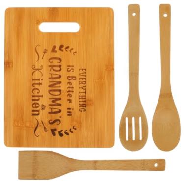 Imagem de Conjunto de espátula de tábua de corte de madeira, conjunto de concha de tábua de cortar fácil limpeza, conjunto de tábua multifuncional com orifício para pendurar para restaurante doméstico (estilo 3