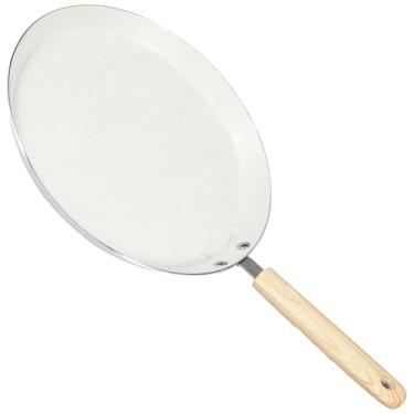 Imagem de Frigideira de crepe com cabo de madeira antiaderente para fogão, panela leve de crepe, panqueca, frigideira plana, frigideira saudável, frigideira de tortilhas de condução de calor uniforme para