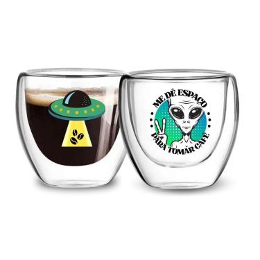 Imagem de 2 Copos Café 80Ml Vidro Borossilicato Personalizado E.T