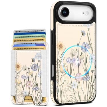 Imagem de Shorogyt Capa carteira para iPhone Air – Serve para 7 cartões, compatível com Magsafe Suporte magnético destacável para cartão de crédito de couro bonito capa de telefone feminina meninas para Apple