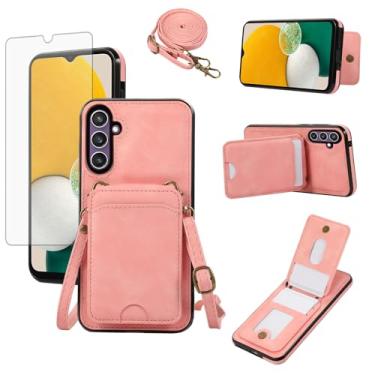 Imagem de Asuwish Capa de telefone para Samsung Galaxy A14/M14 5G capa carteira com protetor de tela de vidro e alça de pulso transversal de couro flip porta-cartão de crédito acessórios para celular A 14 4G