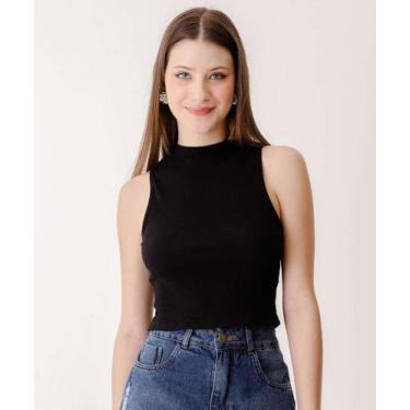 Imagem de Blusa Regata Feminina Canelada Marisa-50365, PP, Preto