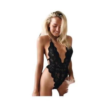 Imagem de Conjunto De Lingerie Feminina Sensual De Renda Floral E Rede Transpare