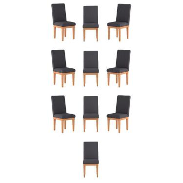 Imagem de Kit 10 Cadeiras Estofadas Cinza