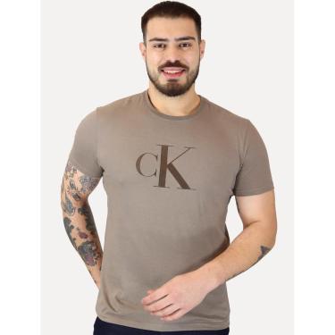 Imagem de Camiseta Calvin Klein Jeans Masculina CK Gel Cáqui Médio-Masculino