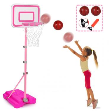 Imagem de Tabela de basquete infantil ajustável Tsomtto rosa 2011P estrutura em aço e plástico altura regulável para crianças