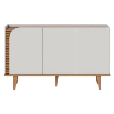 Imagem de Cristaleira E Aparador Buffet Para Sala Jurerê Off White Matte Freijó - Colibri