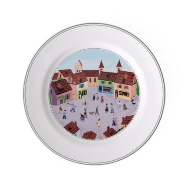 Imagem de Prato de Jantar para Todas as Ocasiões com Tema Old Village Square, Formato Redondo e M...