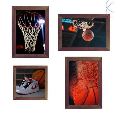 Imagem de Kit com 4 Quadros Decorativos Basquete loucos por basquete - Creative 