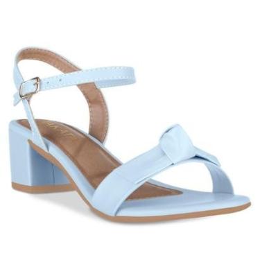 Imagem de Sandalia Feminina Salto Baixo Grosso Bloco Casual Laço Nó Confortável Moda Fivela-Feminino