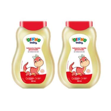 Imagem de Kit 2 Sabonete Líquido Glicerinado Dinno Baby 100mL  Higiene Suave, pH