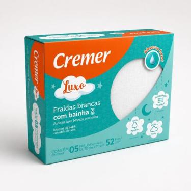 Imagem de Fralda Branca com Bainha Cremer Luxo 70x68cm 5 Unidades