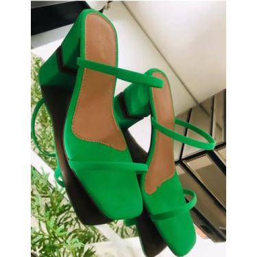 Imagem de Tamanco tiras salto bloco - Água Doce Emporium, Verde, 37