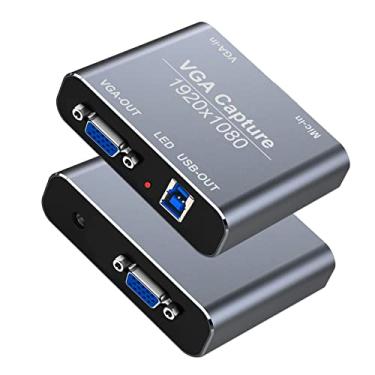Imagem de Placa de captura VGA, dispositivo de captura VGA para USB com loop VGA, entrada de microfone suporta vídeo HD 720p para jogos, transmissão, ensino, videoconferência, transmissão ao vivo