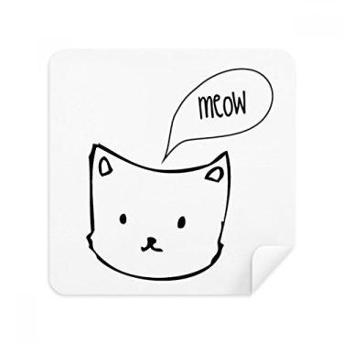 Imagem de Limpador de tela de tecido de camurça com cabeça de gato branca Mewing Animal