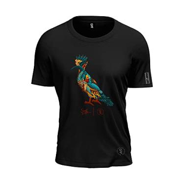Imagem de Camiseta Pássaro Shap Life Colorido Algodão T-Shirt Cor:Preto;Tamanho:G