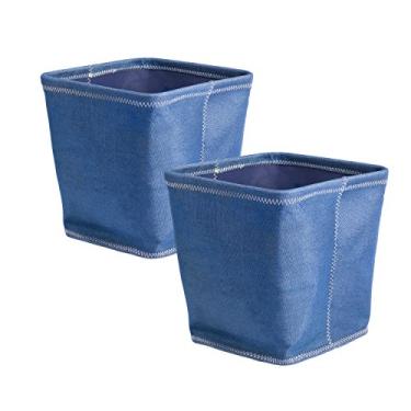 Imagem de DII Cesta ou cestos dobráveis de poliéster, solução organizadora para casa, mesa de escritório, prateleira, quarto e armário (conjunto de 2 cubos pequenos – 28 cm) – azul
