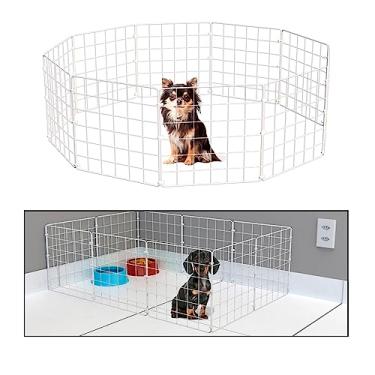 Imagem de Cercadinho Pet Dobravel Móvel Articulado Cachorro Pequeno Porte Gato 10 Telas 30cm Branco