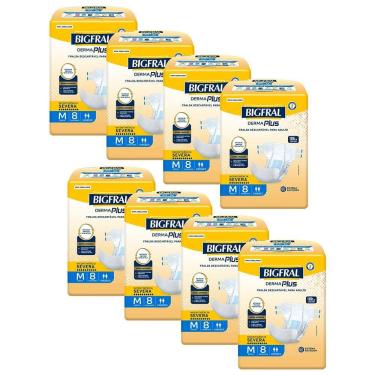 Imagem de Kit 8 Fraldas Geriátricas Bigfral Derma Plus M com 8un cada