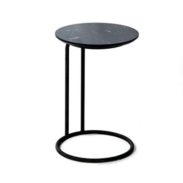 Imagem de Mesa lateral simples criativa mesa de centro de ferro forjado sala de estar sofá mesa mini mesa redonda mesa de centro para sala de estar (cor: latão)