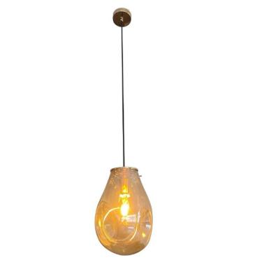 Imagem de Pendente Dourado com Vidro Âmbar 30cm 1E27