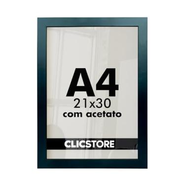 Imagem de CLICSTORE, Moldura A4 21x30Cm Com Acetato e Fundo Para Quadros Fotos Certificado Fotografia Parede Madeira Cartazes Curso MDF Cor:P
