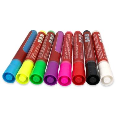 Imagem de Kit 08 Canetas Giz Líquido Colorido 5mm 10ml