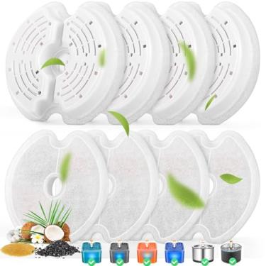 Imagem de Filtros de fonte de água para gatos de 2,5 L de aço inoxidável e fonte de plástico para gatos de 2,5 L de 2,0 L, conjunto de 8 filtros de substituição para animais de estimação