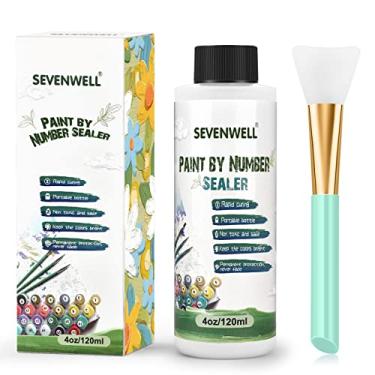 Imagem de SEVENWELL Selador Paint By Numbers 120 ml, acessórios de pintura com número de óleo, selador permanente de efeito de fixação e brilho para adultos iniciantes incluindo pincel (118 g)