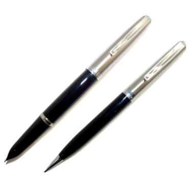 Imagem de Conjunto Parker 21 Caneta Tinteiro Pena F + Lap. 0.9mm Preto Côncavo - New Old Stock