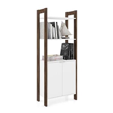 Imagem de Estante Escritório Multiuso com 2 Portas Mutimóveis Cr25004 Branca/nogal