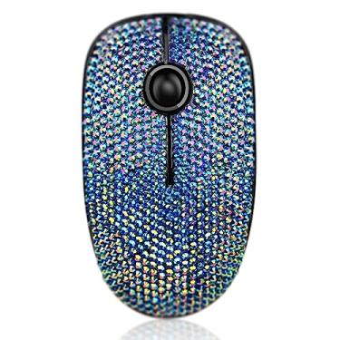 Imagem de Mouse sem fio luxuoso com strass de cristal deslumbrante 2,4 G para laptop, notebook, PC, computador, MacBook, presente para meninas - azul AB