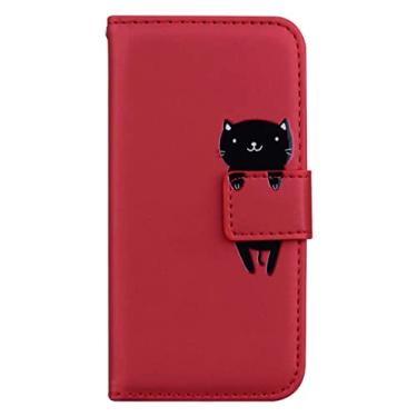 Imagem de Miagon Capa flip animal para Samsung Galaxy A54 5G, capa carteira PU couro TPU design com suporte compartimentos para cartão magnético à prova de choque Folio Gel Bumper, vermelho
